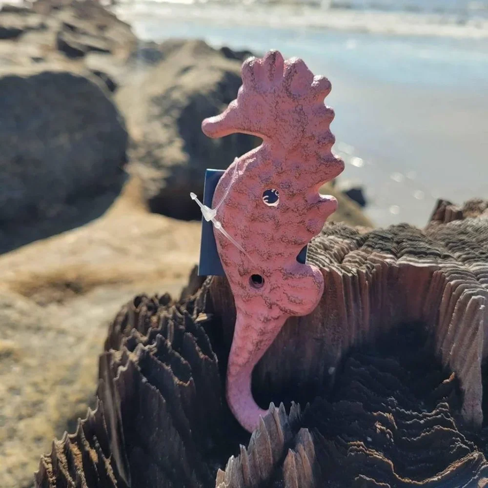Cast Iron Seahorse Wall Hook Pink